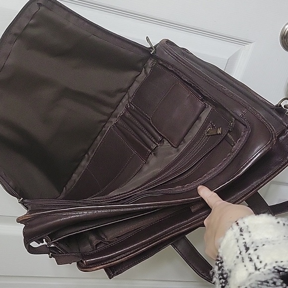 Vintage Protocol Dark Brown 100% Genuine Leather Briefcase - Picture 4 of 10